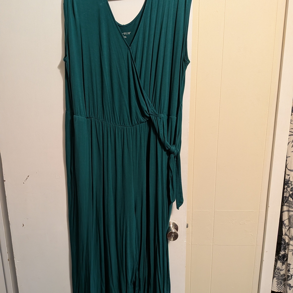 Ava & Viv Teal Sleeveless Wrap-Style Jumpsuit